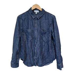 Anthropologie Cloth & Stone Blue Chambray Button Down Shirt Women's Size Large